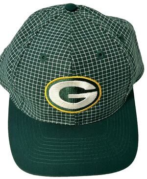 Vtg 90s Green Bay Packers Logo 7 Grid Snapback Hat Plaid Checker NFL Cap